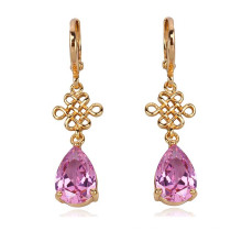 Chinese Knot Plated 18k Gold Silver CZ Earrings